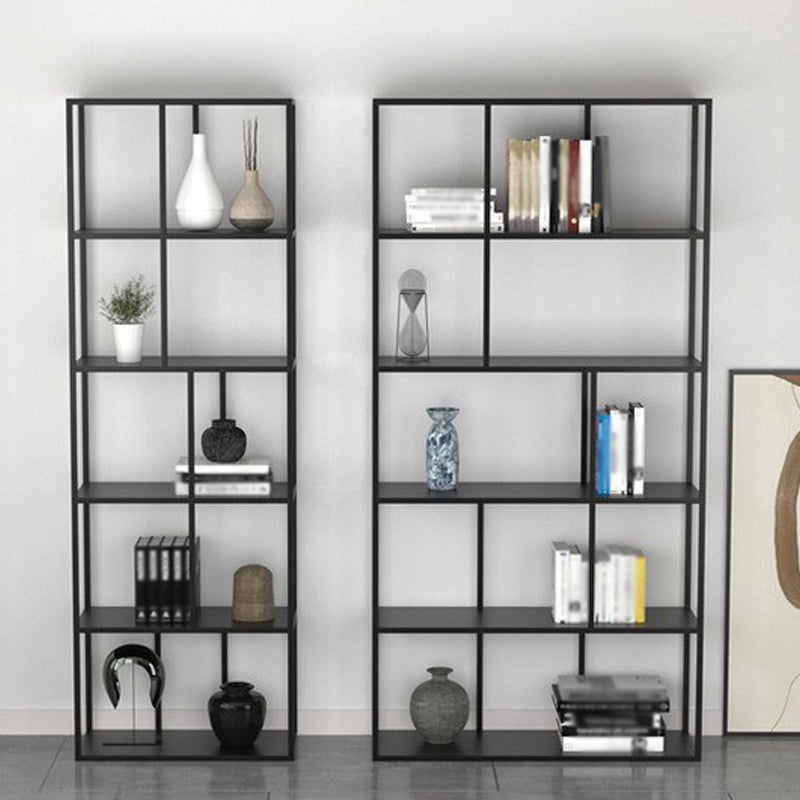 4-Shelf Black Etagere Bookshelf Contemporary Open Iron Frame and Shelf