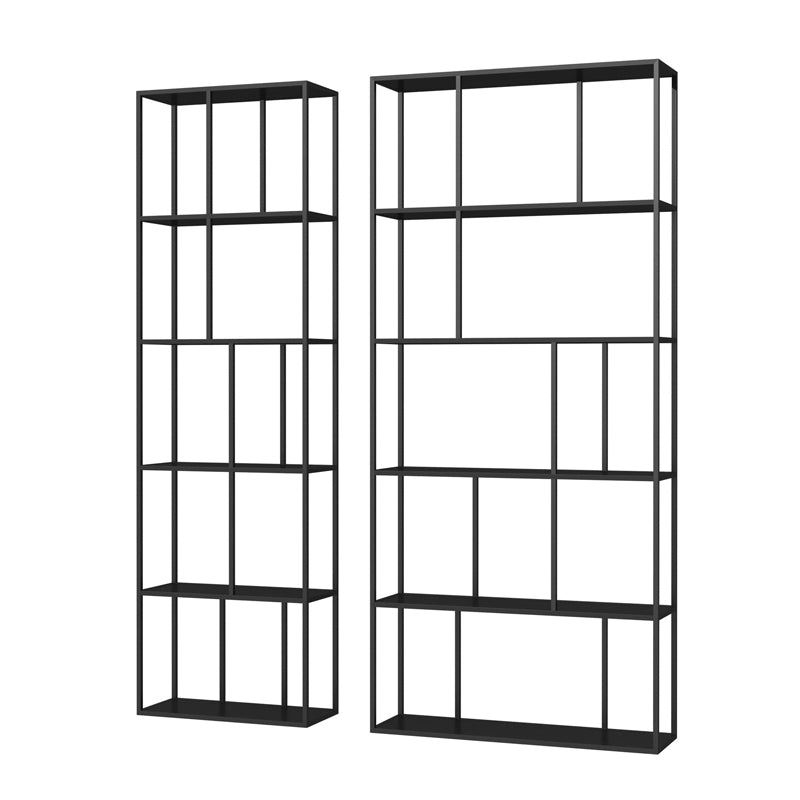 4-Shelf Black Etagere Bookshelf Contemporary Open Iron Frame and Shelf