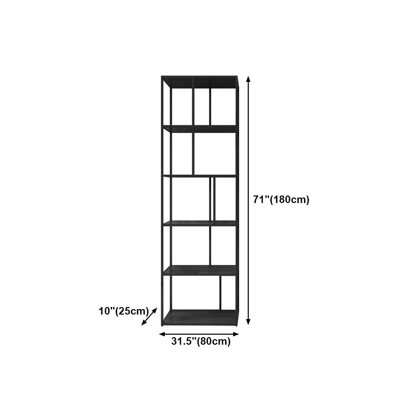 4-Shelf Black Etagere Bookshelf Contemporary Open Iron Frame and Shelf