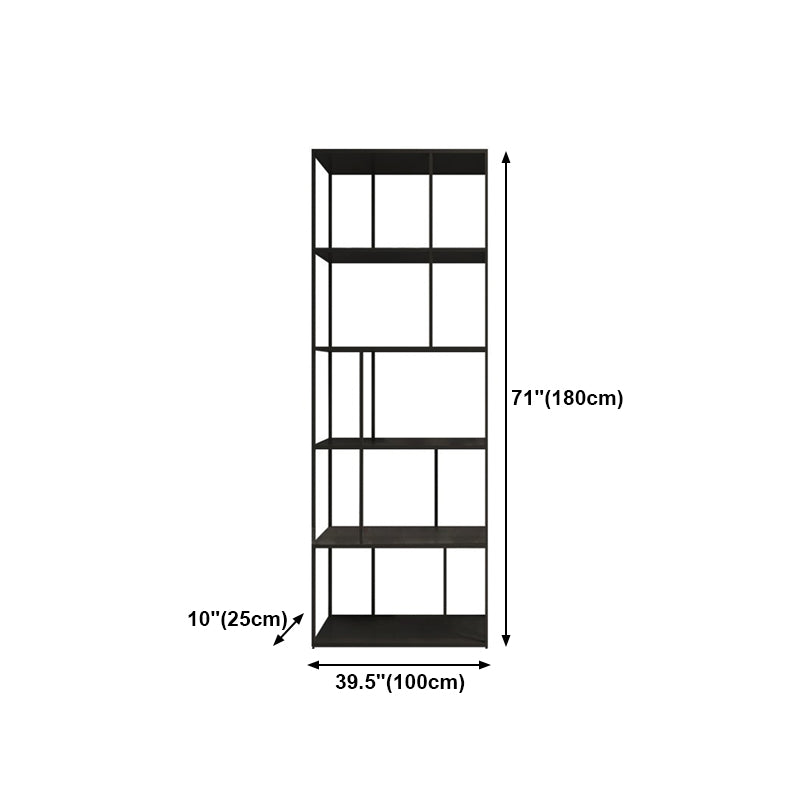 4-Shelf Black Etagere Bookshelf Contemporary Open Iron Frame and Shelf
