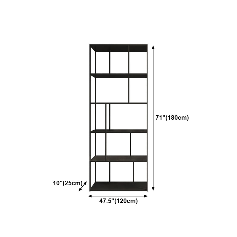 4-Shelf Black Etagere Bookshelf Contemporary Open Iron Frame and Shelf