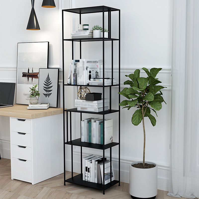 Open Metal Bookcase Modern Book Shelf with Rectangular Shelves