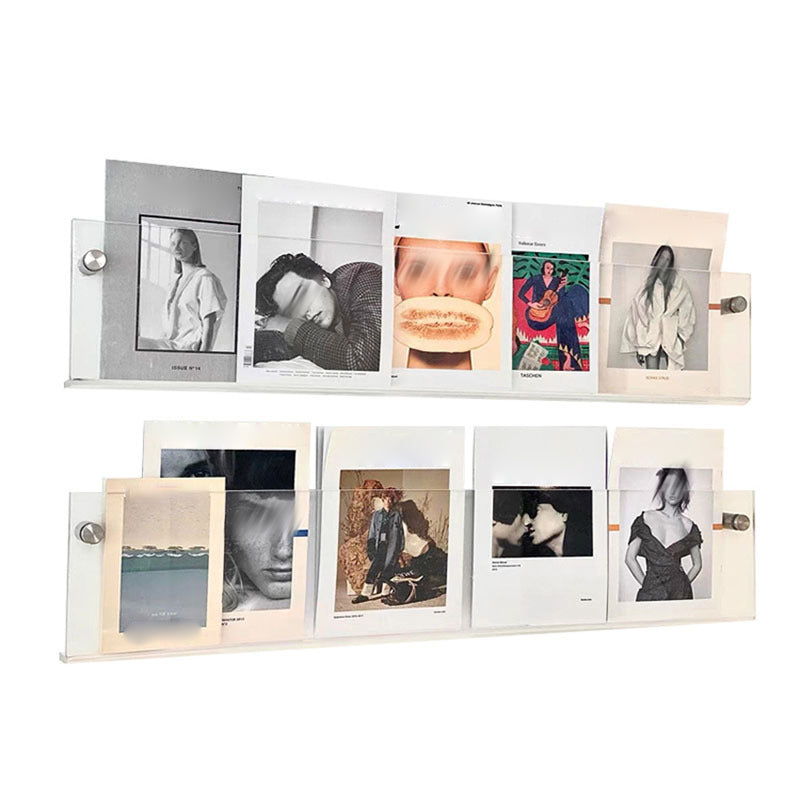 Contemporary Floating Clear Bookshelf Acrylic Closed Back Shelf for Home Office(Set of 2)