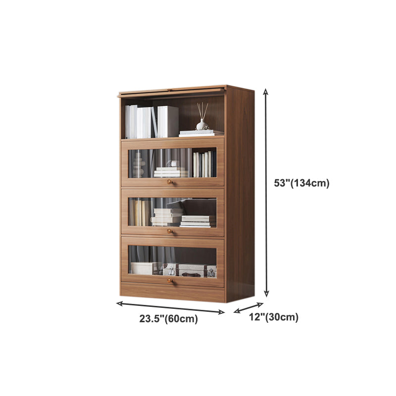 Contemporary Barrister Brown Bookshelf Engineered Wood Closed Back Shelf with Door