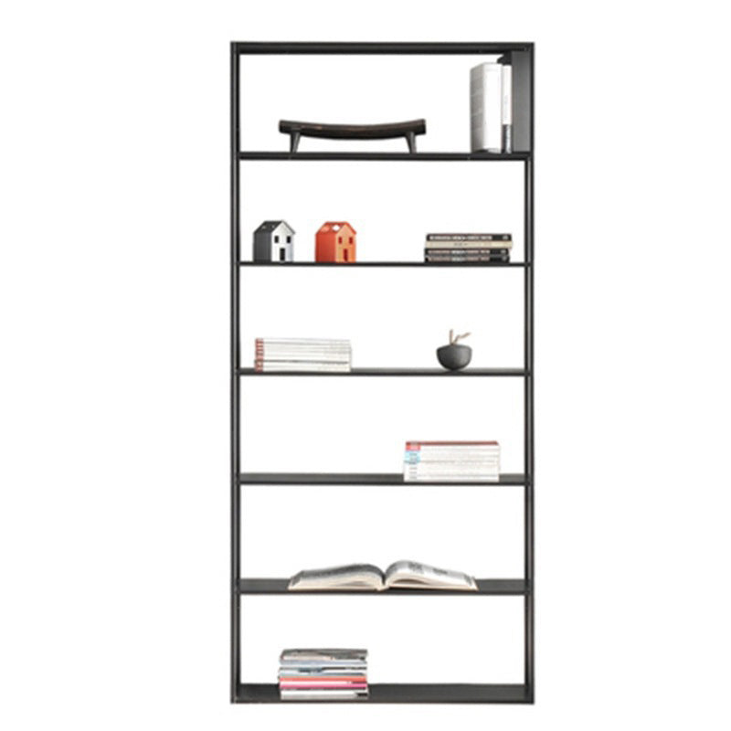 Industrial Style Bookshelf in Black Iron Shelf for Study Room Office with 5 Open Shelves