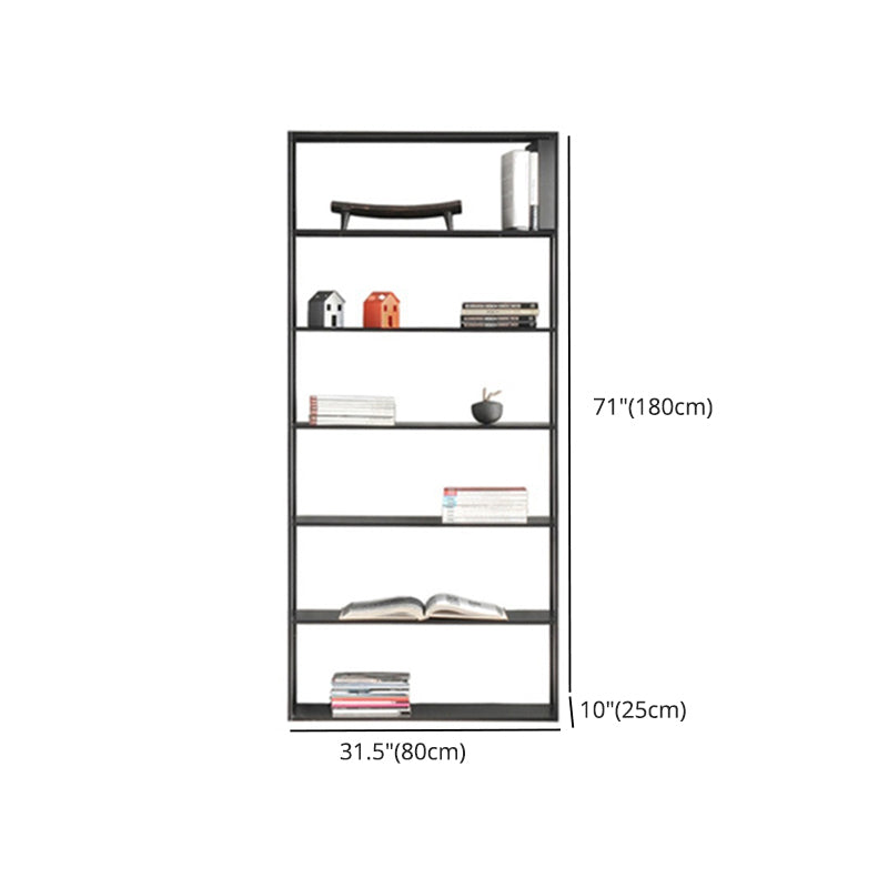 Industrial Style Bookshelf in Black Iron Shelf for Study Room Office with 5 Open Shelves