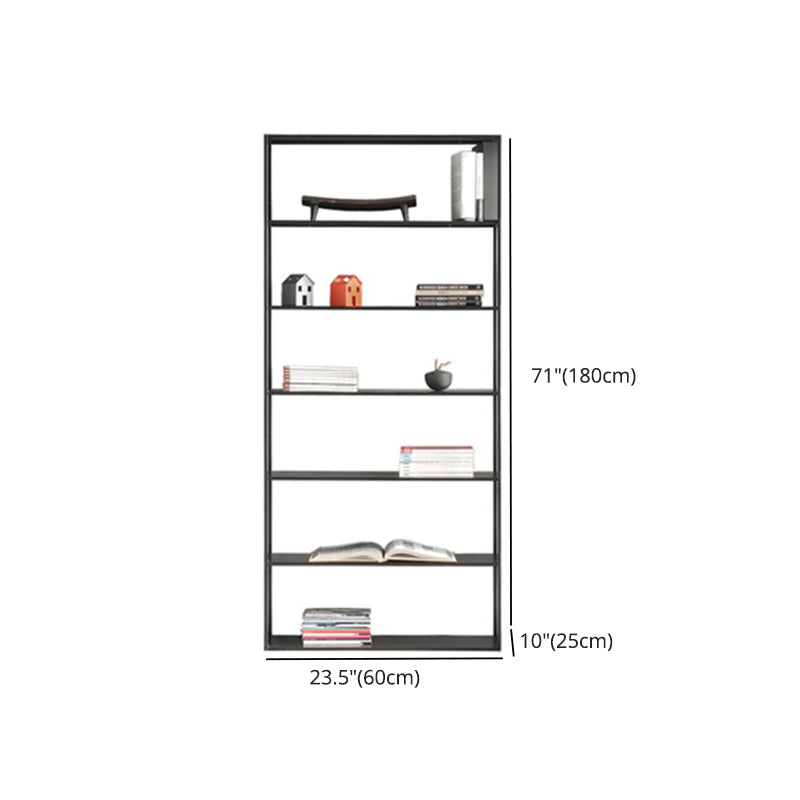 Industrial Style Bookshelf in Black Iron Shelf for Study Room Office with 5 Open Shelves