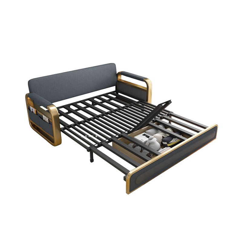 Faux en cuir en métal en métal convertible canapé futon lit