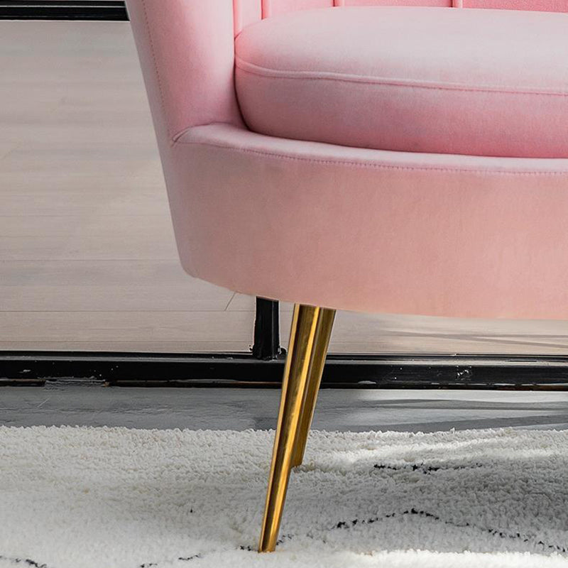 30.7"H Scandinavian Velvet/ Faux Leather Armless Curved Loveseat Sofa