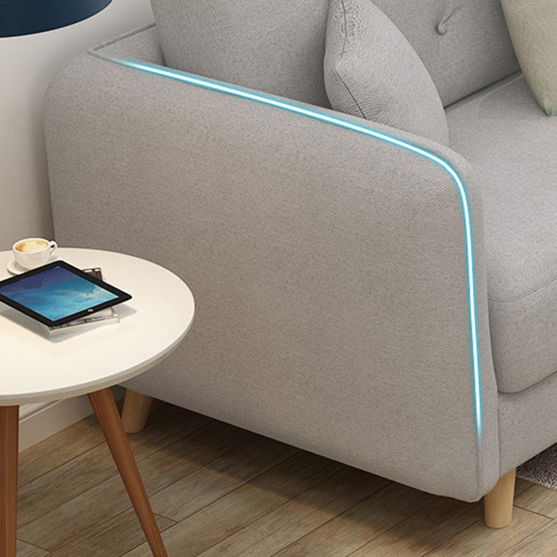 27.56" H Scandinavian Standard Square Arm Sofa With Loose Back, Brown