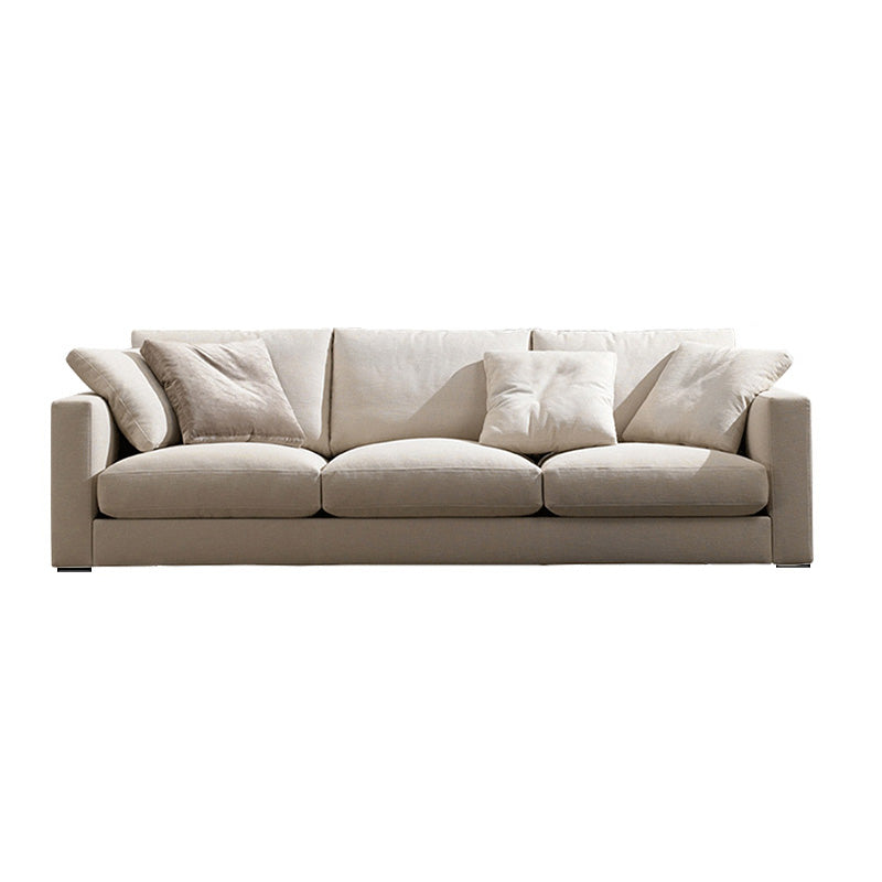 Square Armrest Latex/sponge Upholstery Filled Wood Base Off-white Rectangular Sofa