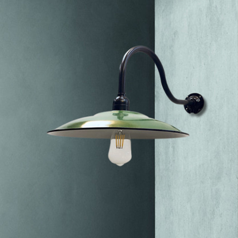 1 Kopfsaucer -Wandbeleuchtung Vintage -Stil grüne Metallic Leuchtenbeleuchtung für Esszimmer, 12 "/14" Breite