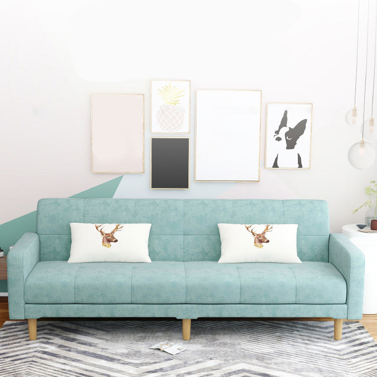 Contemporary Convertible Footrest Stool Sofa Bed with Storage and Square Arms