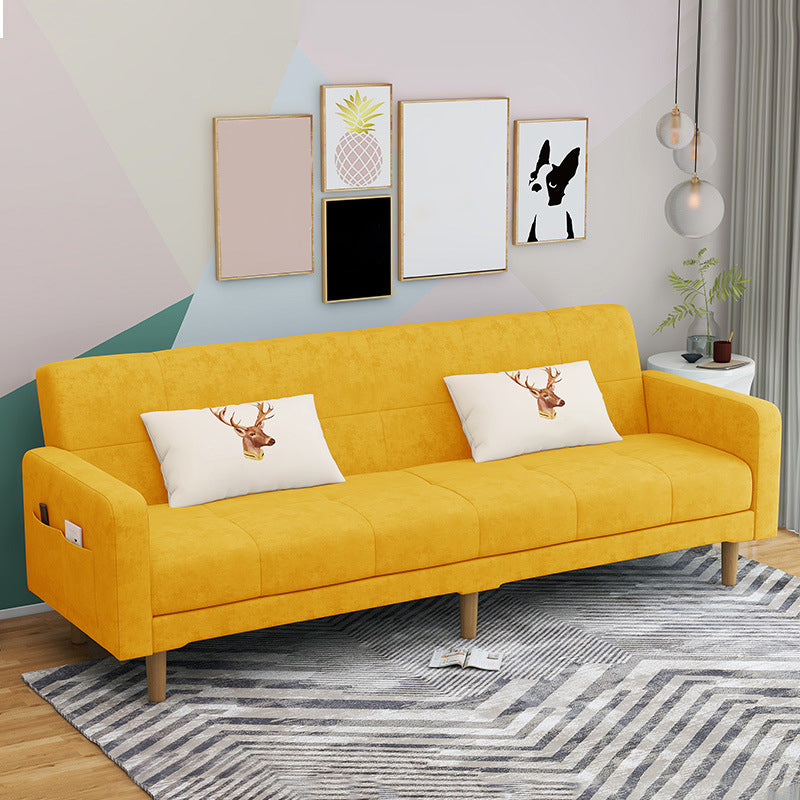 Contemporary Convertible Footrest Stool Sofa Bed with Storage and Square Arms