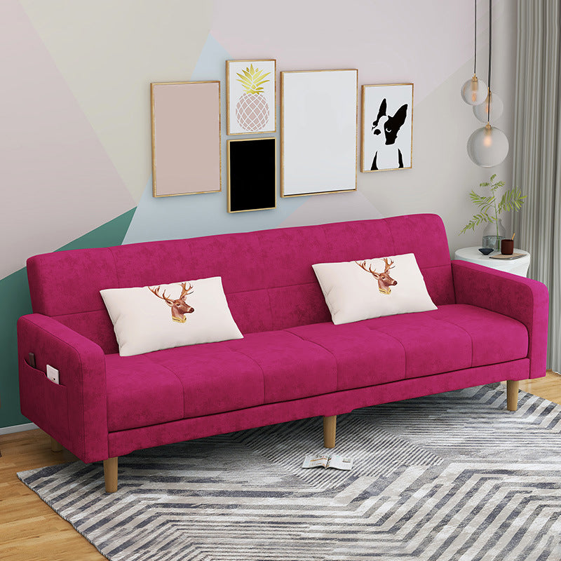 Contemporary Convertible Footrest Stool Sofa Bed with Storage and Square Arms