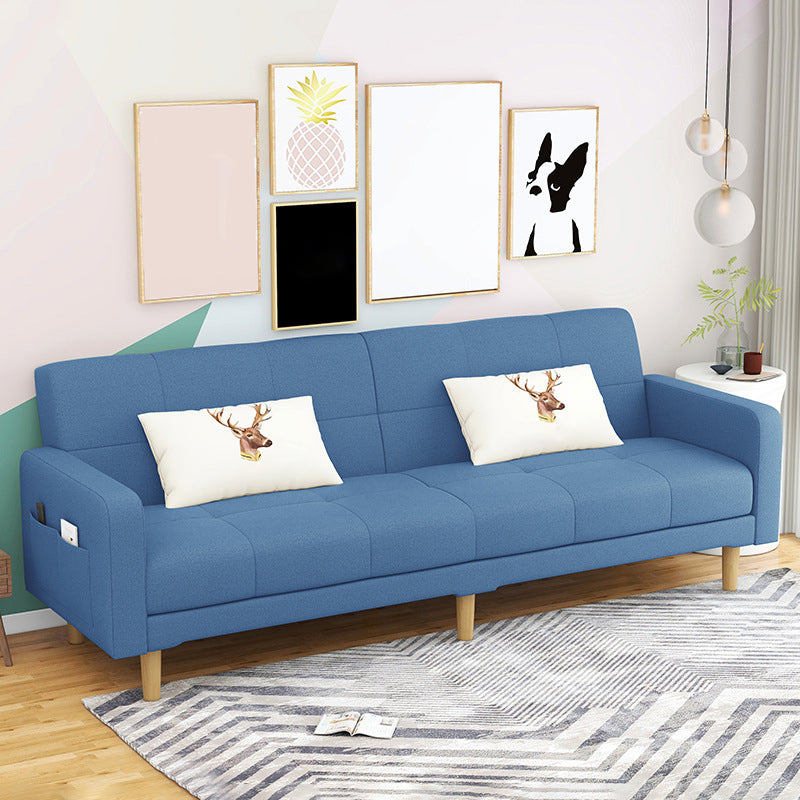 Contemporary Convertible Footrest Stool Sofa Bed with Storage and Square Arms