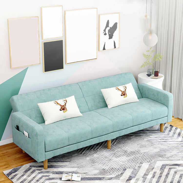 Contemporary Convertible Footrest Stool Sofa Bed with Storage and Square Arms