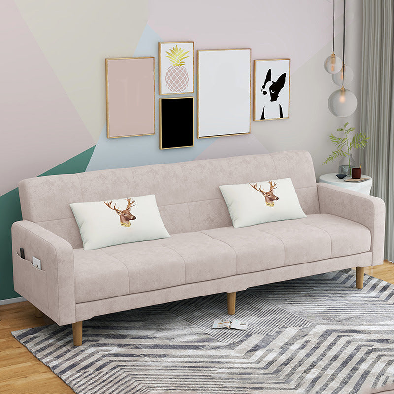 Contemporary Convertible Footrest Stool Sofa Bed with Storage and Square Arms