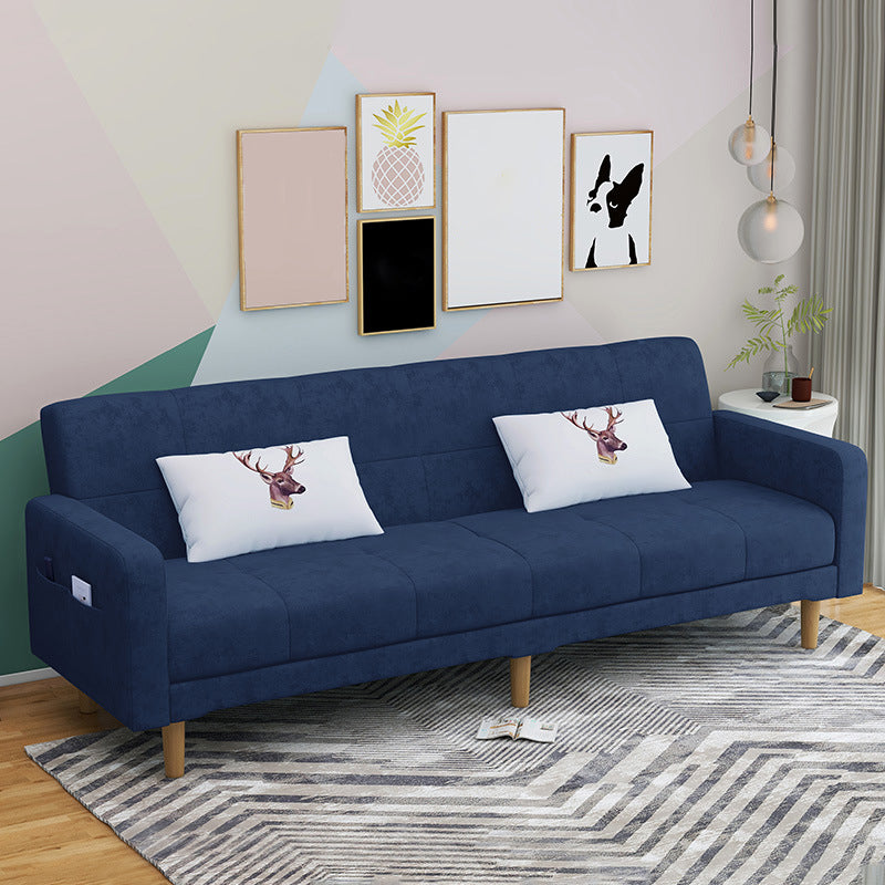 Contemporary Convertible Footrest Stool Sofa Bed with Storage and Square Arms