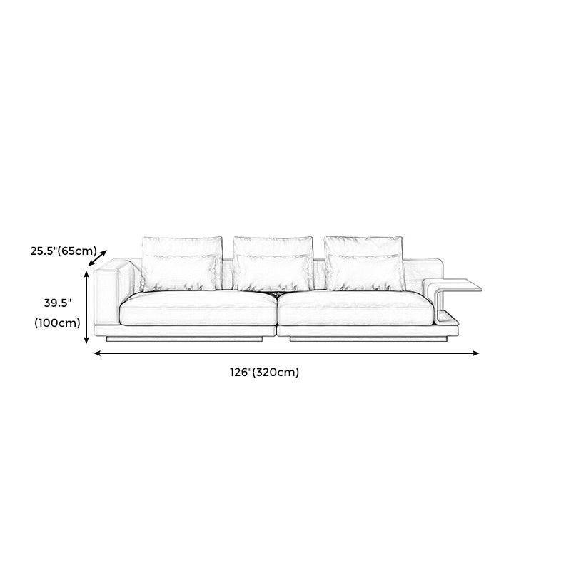 Contemporary Genuine Leather Square Arm Standard Sofa with Bolster Pillows