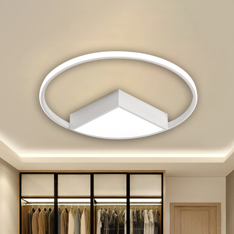 16"/19.5"/23.5" Wide Acrylic Sector Flushmount Simplicity LED Black/White Ceiling Lighting Fixture in Warm/White Light