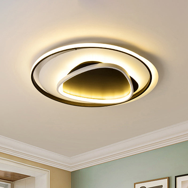 18 "/23.5" Wide Acrilico Cerchio Flushmount Luce Moderna LED Nero Soffitto Flush Luce in Caldo/Bianco Luce