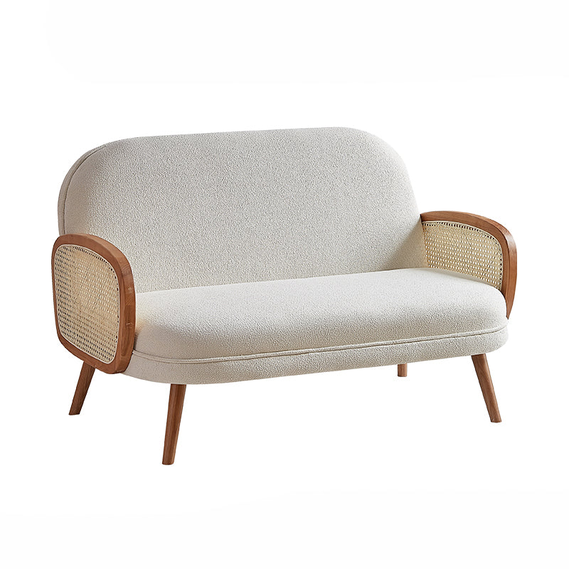 31.49" H Square Arm Solid Color Fleece Wooden Rattan Sofa for Apartment