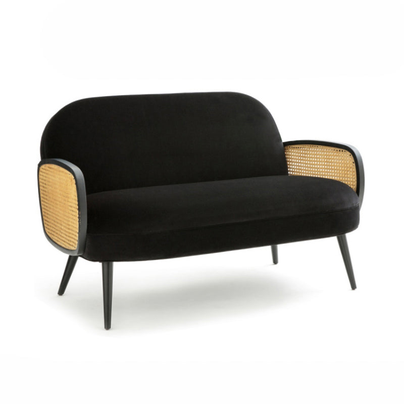 31.49" H Square Arm Solid Color Fleece Wooden Rattan Sofa for Apartment