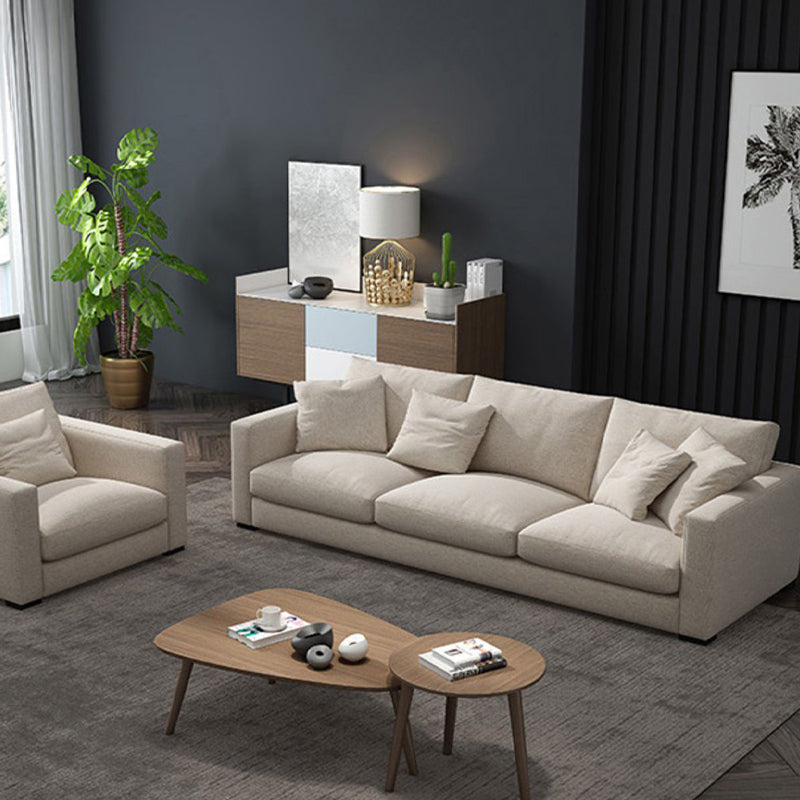 Modern Style Square Armrest with High Rebound Sponge Seat Filling Beige Sofa