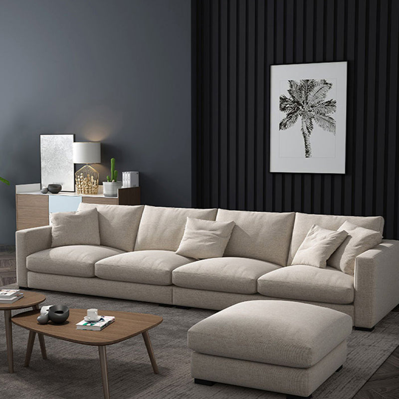 Modern Style Square Armrest with High Rebound Sponge Seat Filling Beige Sofa