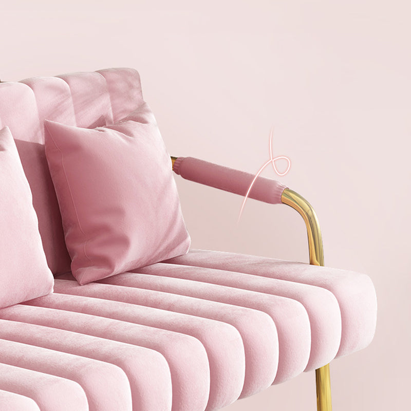 Glam Velvet 3-Sitzer-Sofa mit genähtem Kissen Rücken und 4 goldenen Beinen