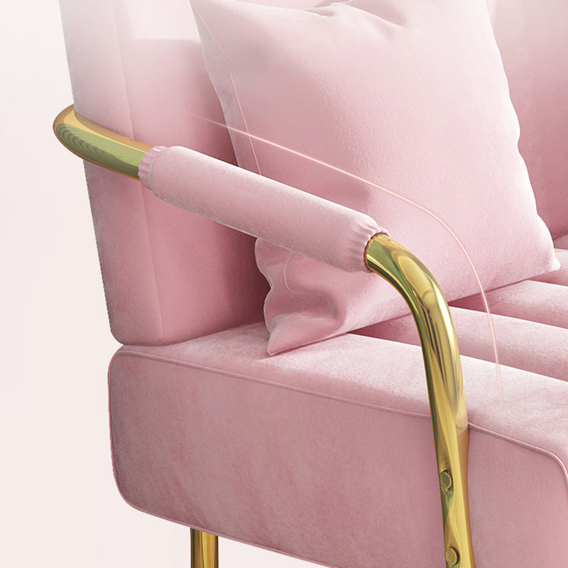 Glam Velvet 3-Sitzer-Sofa mit genähtem Kissen Rücken und 4 goldenen Beinen