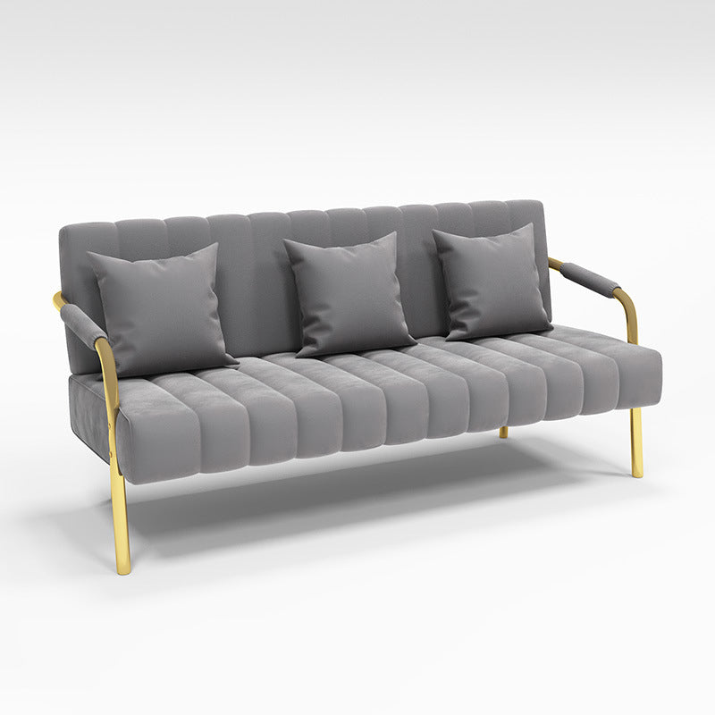 Glam Velvet 3-Sitzer-Sofa mit genähtem Kissen Rücken und 4 goldenen Beinen