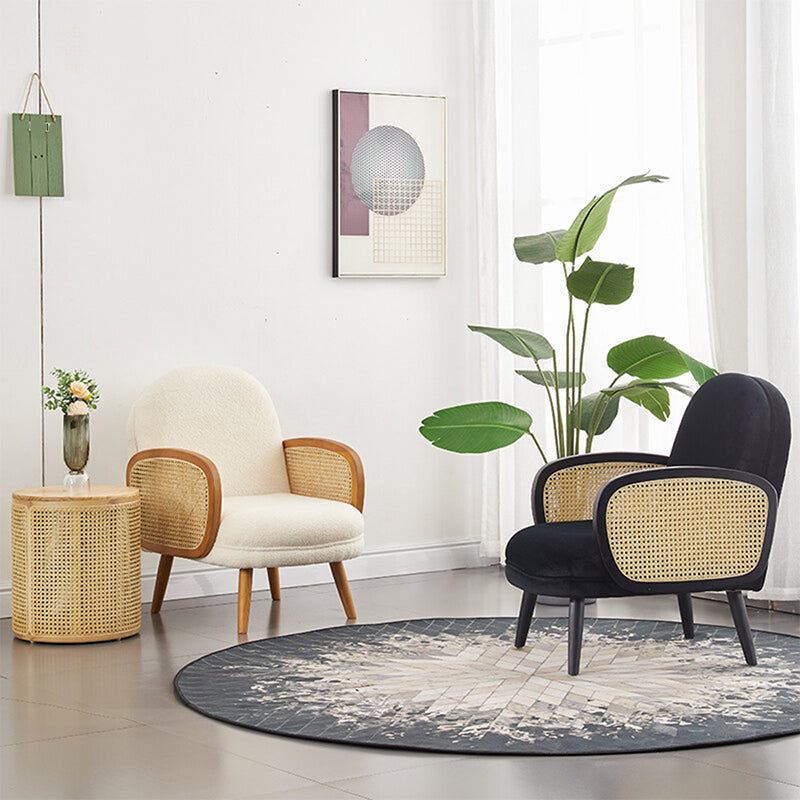 Faux Leather Scandinavian Curved Sofa with Tight Back for Apartment