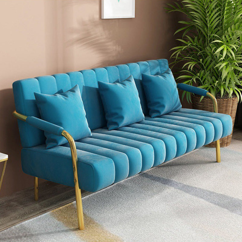Sofa with 3 Pillows 3 Seater Hair Pin Legs Seating with Metal for Bonus Room