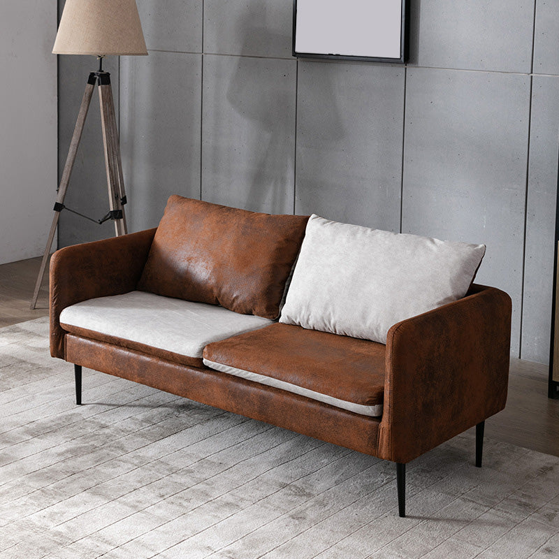 Faux Leather Cushions Sofa 61.02"/66.93" Wide Square Arm Loveseat