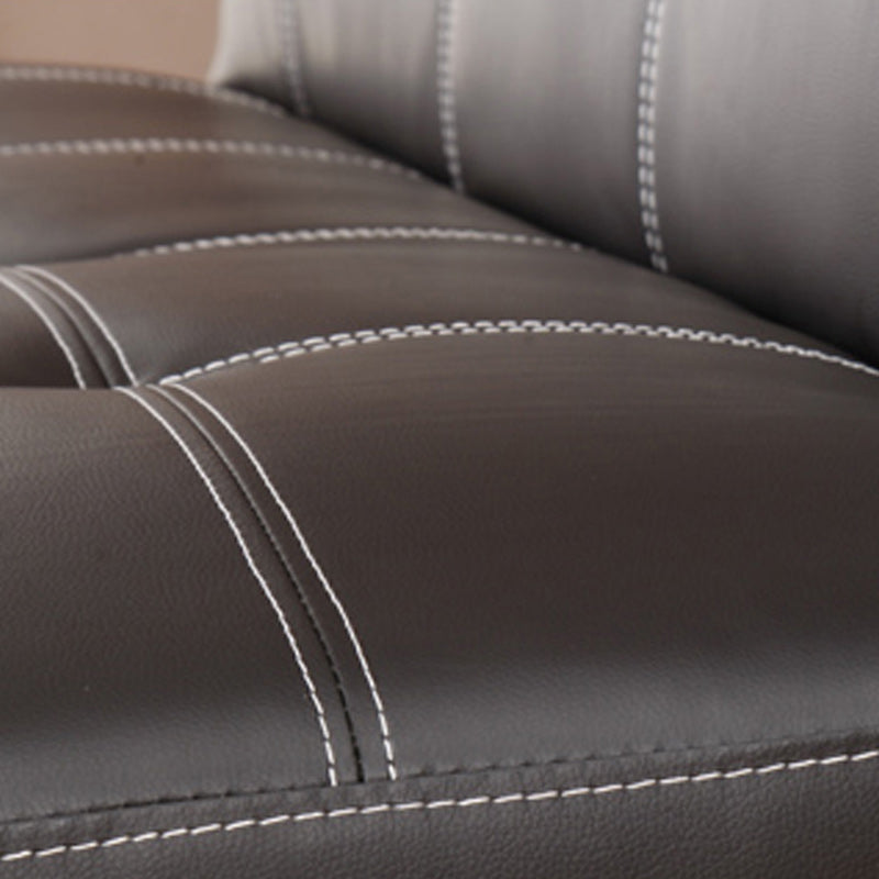Foldable Faux Leather Pillow Top Arm Loveseat with Biscuit Back for Living Room