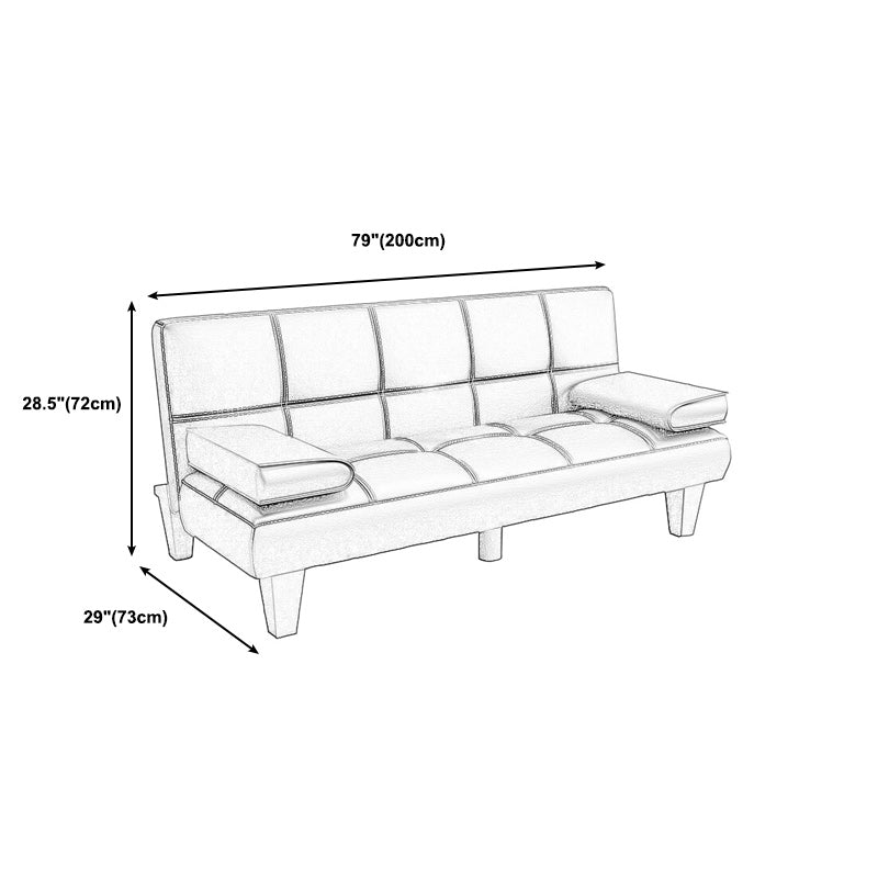 Foldable Faux Leather Pillow Top Arm Loveseat with Biscuit Back for Living Room