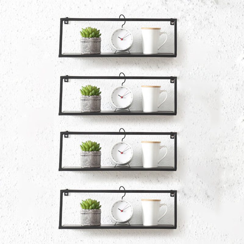 Industrial Style Metal Bookcase Wall Mounted Rectangular Shelves