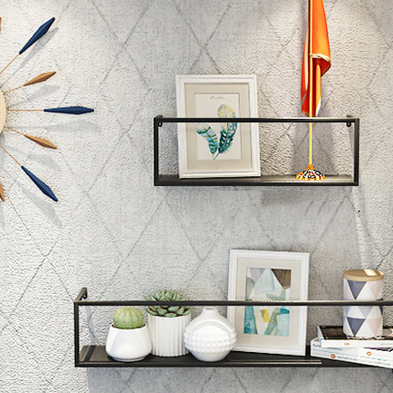 Industrial Style Metal Bookcase Wall Mounted Rectangular Shelves