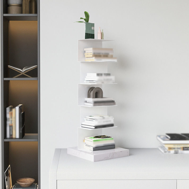 Metal Geometric Bookcase Contemporary Style Vertical Book Shelf