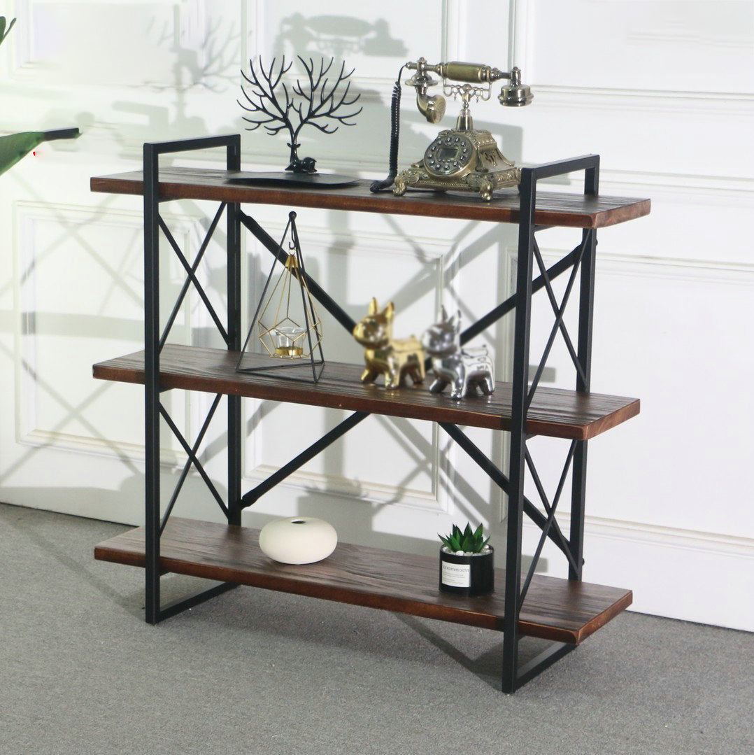 Industrial Style Etagere Bookshelf Open Shelf Bookcase with Rectangular Shelves