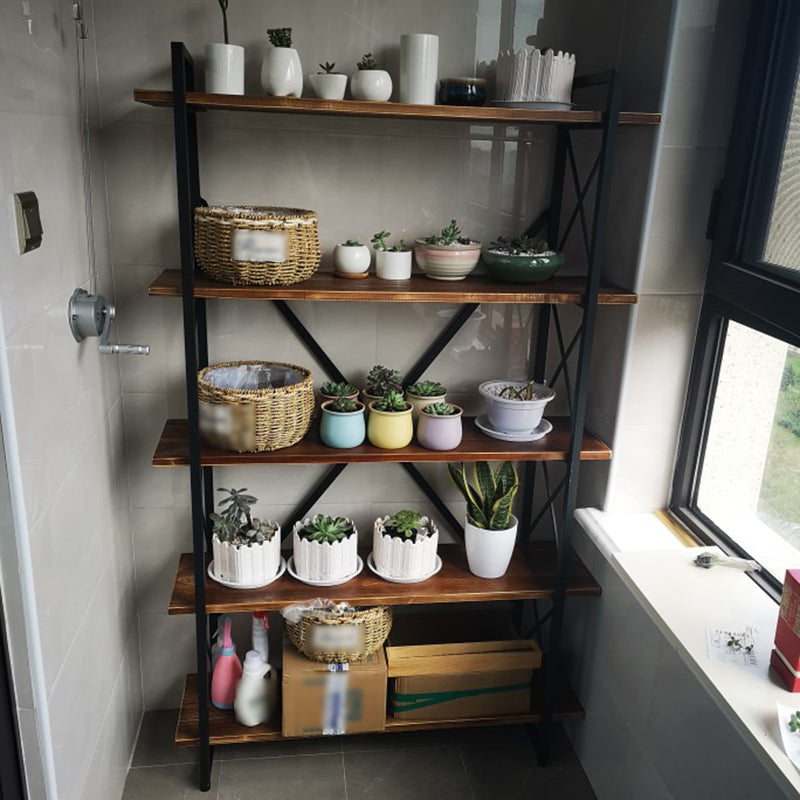 Industrial Style Etagere Bookshelf Open Shelf Bookcase with Rectangular Shelves