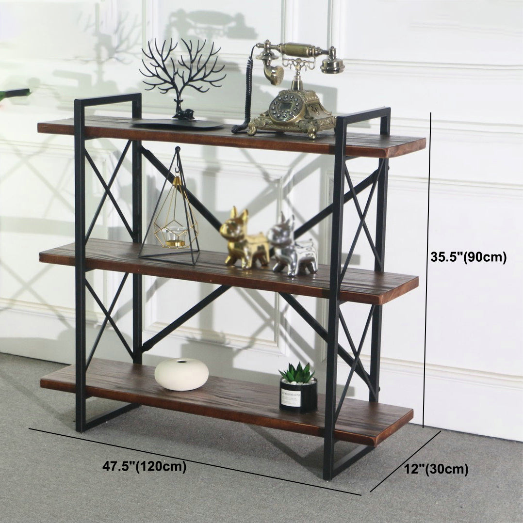 Industrial Style Etagere Bookshelf Open Shelf Bookcase with Rectangular Shelves