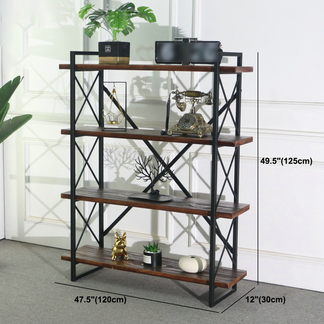 Industrial Style Etagere Bookshelf Open Shelf Bookcase with Rectangular Shelves