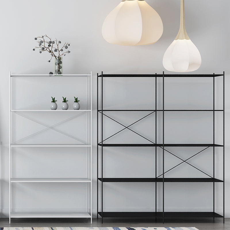 Modern Metal Bookcase Shelf Rectangular Open Bookcase with Shelves