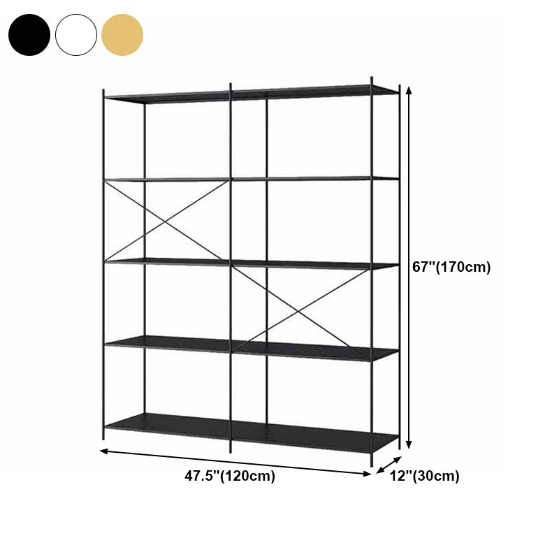 Modern Metal Bookcase Shelf Rectangular Open Bookcase with Shelves