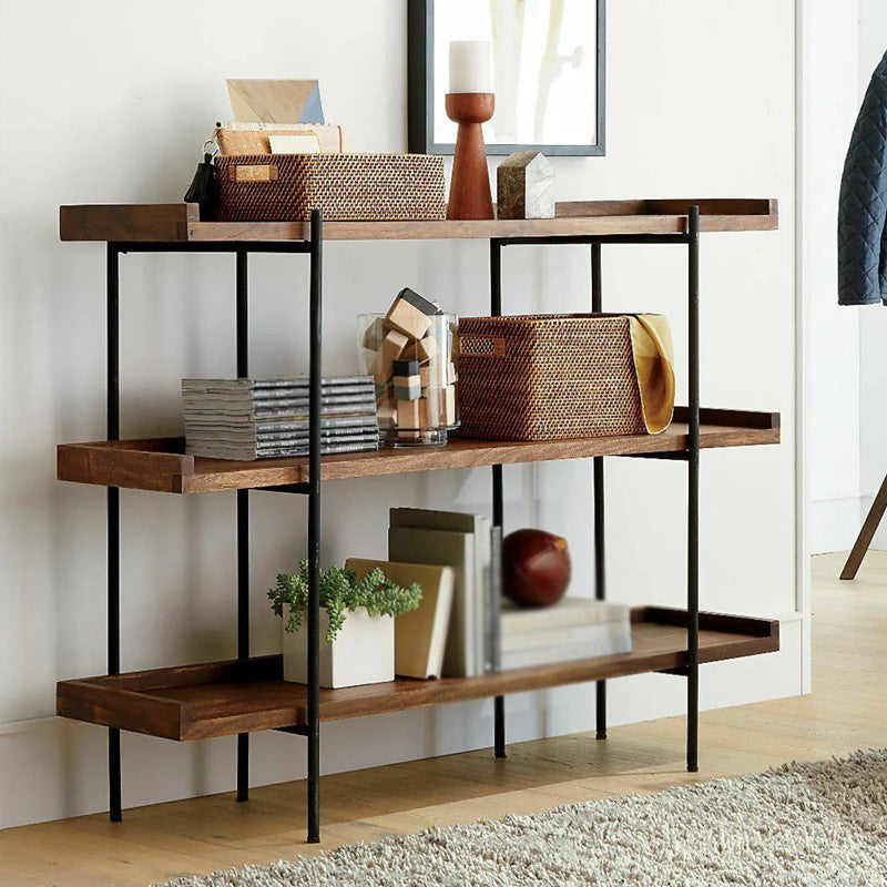 Industrial Style Open Bookshelf Etagere Shelf Bookcase with Rectangular Shelves