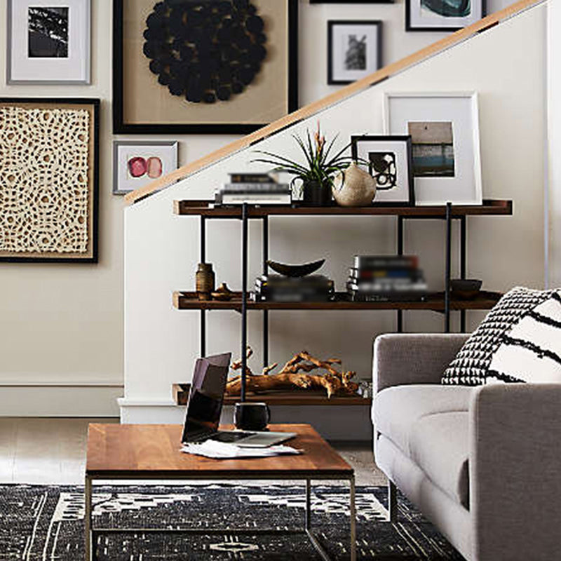 Industrial Style Open Bookshelf Etagere Shelf Bookcase with Rectangular Shelves