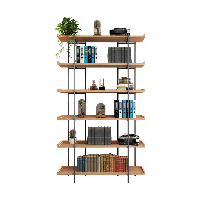 Industrial Style Open Bookshelf Etagere Shelf Bookcase with Rectangular Shelves